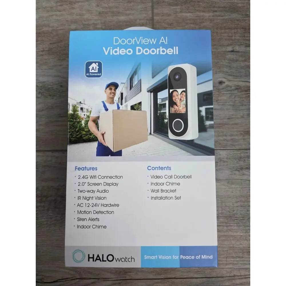 Brand New HALOwatch DoorView AI Video Doorbell – Smart Home Security
